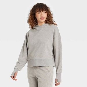 JOYLAB FRENCH TERRY ACID WASH SWEATSHIRT IN GRAY